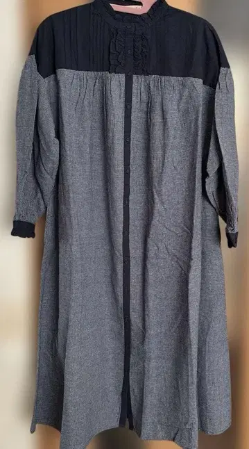 사만사 모스모스 프릴 원피스 네이비 체크 컬러