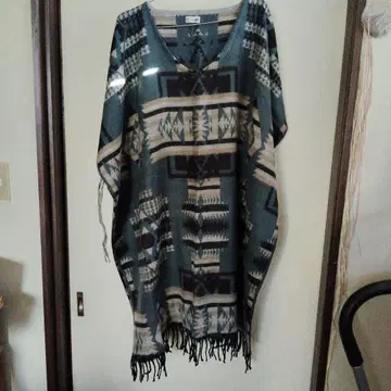 기하학 패턴 가디건 반팔 그린 계열