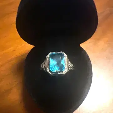 아쿠아 마린 조각 빽빽한 빈티지 실버 반지