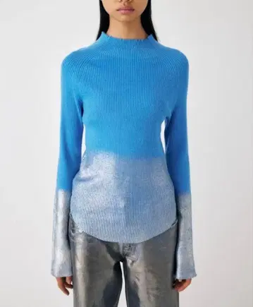 Moussy 메탈릭 리브 니트