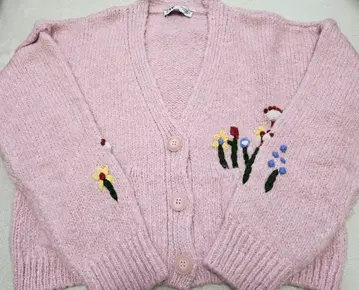 자라 꽃무늬 자수 가디건