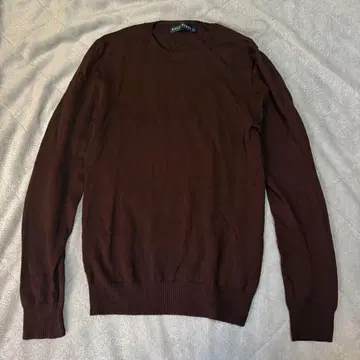 랄프 로렌 엘보 패치 울 니트 스웨터 다크 브라운 L