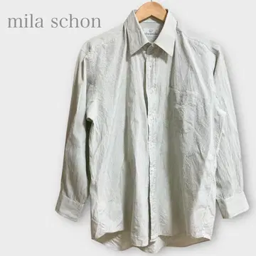 밀라 쇤 체크 캐주얼 셔츠 긴팔 그린 깔끔한