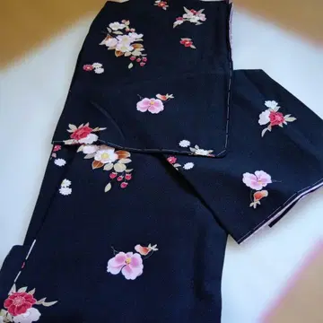 블랙 베이스 꽃무늬 코몬 순수 실크 프레타 마츠다 세이코