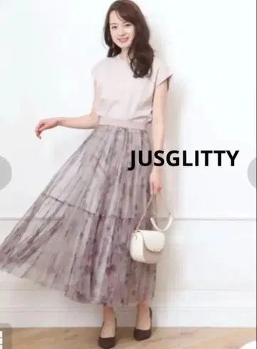 저스길리티 튤 프린트 스커트