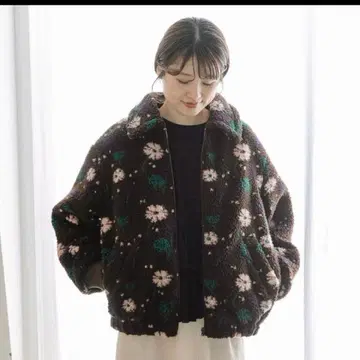 POUDOUDOU 플라워 자카드 보아 블루종