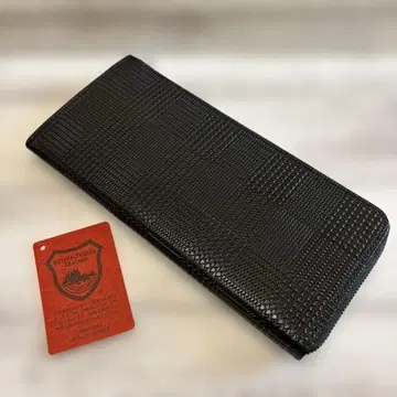 도치기 가죽 장지갑 지퍼 타입 얇은 타입 일본제 블랙 레드