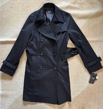 블랙 더블 브레스트 트렌치코트
