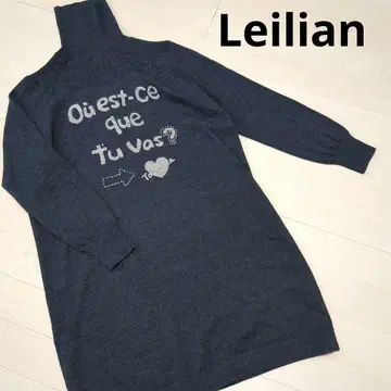 Leilian 다크 그레이 터틀넥 니트 원피스