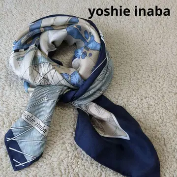 요시에 이나바 실크100% 스카프 세계 지도