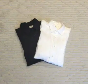 유니클로 프리미엄 린넨 셔츠 L 화이트 블랙 2장 세트 미사용
