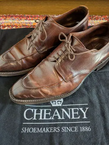 영국제 CHEANEY U칩 외날개 드레스 슈즈 브라운 천연 가죽 신발