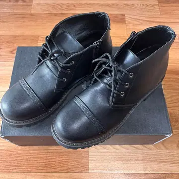 블랙 워크 부츠 레이스업 가죽 27cm 새상품