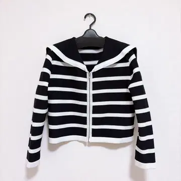 Trefle+1 세일러 가디건 블랙 프리 사이즈