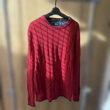 NAUTICA 리브 레드 스웨터 L