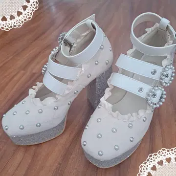 펄 글리터 통굽 펌프스 가격 인하 불가