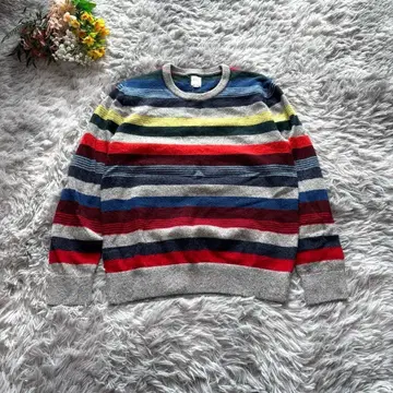 갭 멀티 보더 니트 남성용 [ S ] 멀티 컬러 크루넥