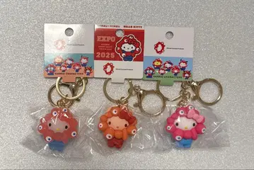 산리오 미야쿠미야쿠 입체 마스코트 키링 헬로키티 3개 세트
