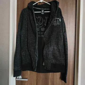 MCD 집업 후드티 블랙 라메 로고 자수