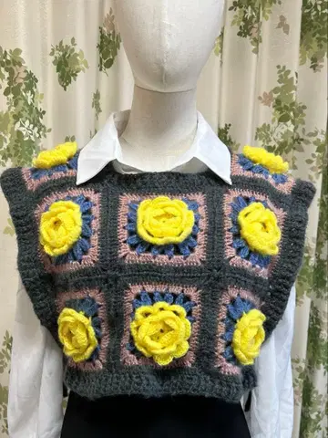 핸드메이드 그래니 스퀘어 로즈 모티브