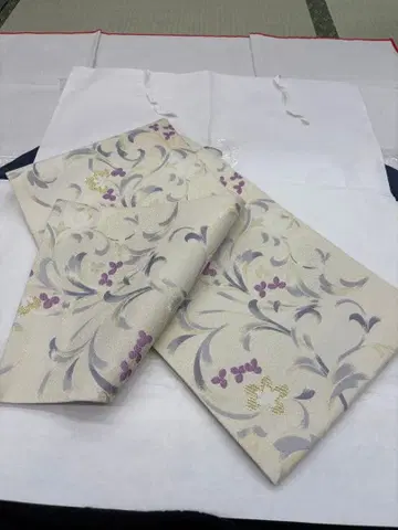 꽃무늬 후쿠로 오비 크림색