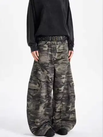 카모 패턴 와이드 팬츠 y2k