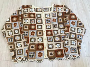 가디건 레트로 꽃무늬 크로셰 뜨개질