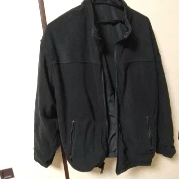 디스코트 새상품급 블랙 플리스 자켓 풀 집업 리버서블