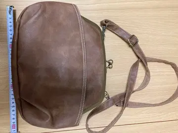 브라운 숄더백 합성 피혁 가마구치 2way
