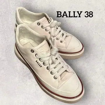 정품 BALLY 화이트 가죽 스니커즈