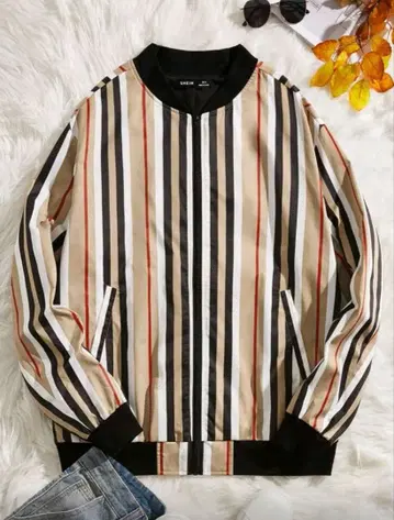 스트라이프 나일론 자켓