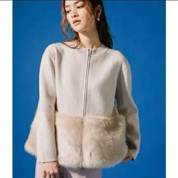 CELFORD 에코 퍼 콤비 니트 자켓 36