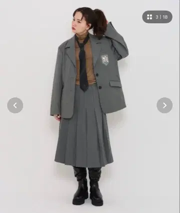 TINA:JOJUN 플리츠 스커트 그레이