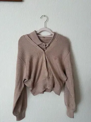 라메 슬리브리스 폴로 & 가디건 세트