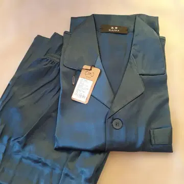 남성용 실크 100% 파자마 L 네이비