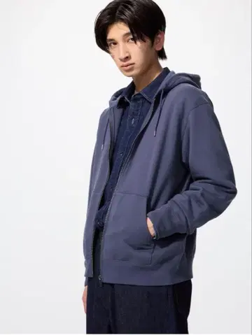 유니클로 UNIQLO 맨투맨 풀 집업 후드티 67 BLUE