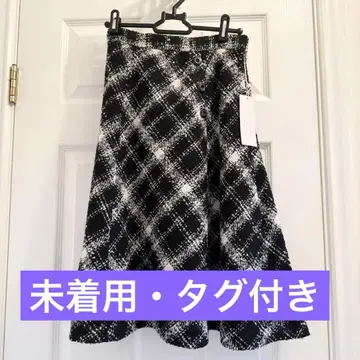 anySiS ANY SIS S 트위드 체크 플레어 스커트