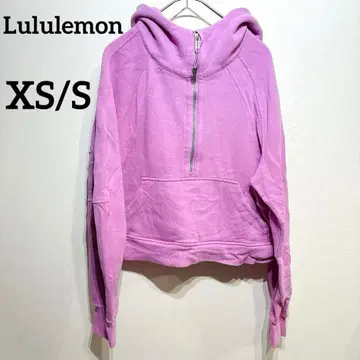 룰루레몬 [ XS/S ] 핑크 후드티 숏 기장 후드 부착