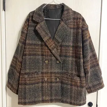 초 메루카리 장터 SALE GRL 체크 무늬 더블 버튼 코트