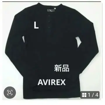 L 블랙 AVIREX 새상품 헨리넥 티셔츠