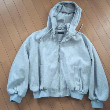 ZARA 후드 부착 그레이 점퍼 블루종 S 사이즈