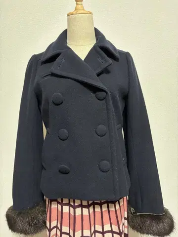 WILLSELECTION 네이비 더블 브레스트 울 코트 M 사이즈