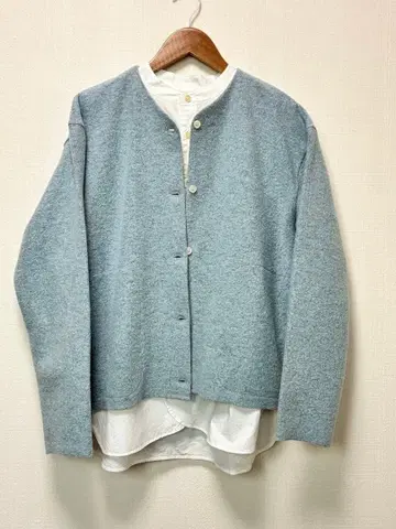 deuxC 노카라 자켓 가디건 라이트 블루 드 세