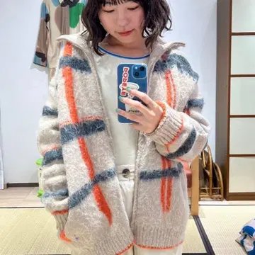 PAMM 투명한 공기 체크 지퍼 니트