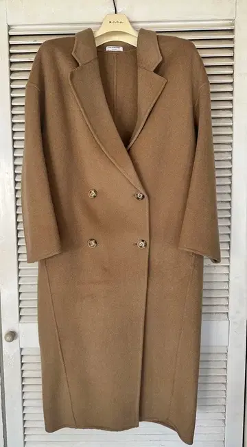 Fashiru 카멜 더블 체스터 코트