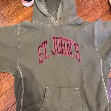 ST. JOHN'S 후드 부착 후드티 올리브 그린