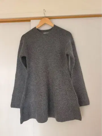 그레이 니트 미니 원피스 긴팔