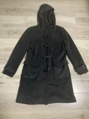 더플 코트 롱 코트 다크 그레이 차콜 그레이 후드 부착 M