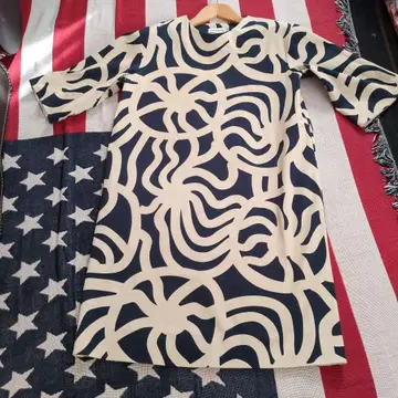 marimekko 요나스 패턴 7부 소매 원피스 S 사이즈