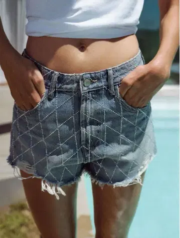 라메 데님 숏팬츠 zara